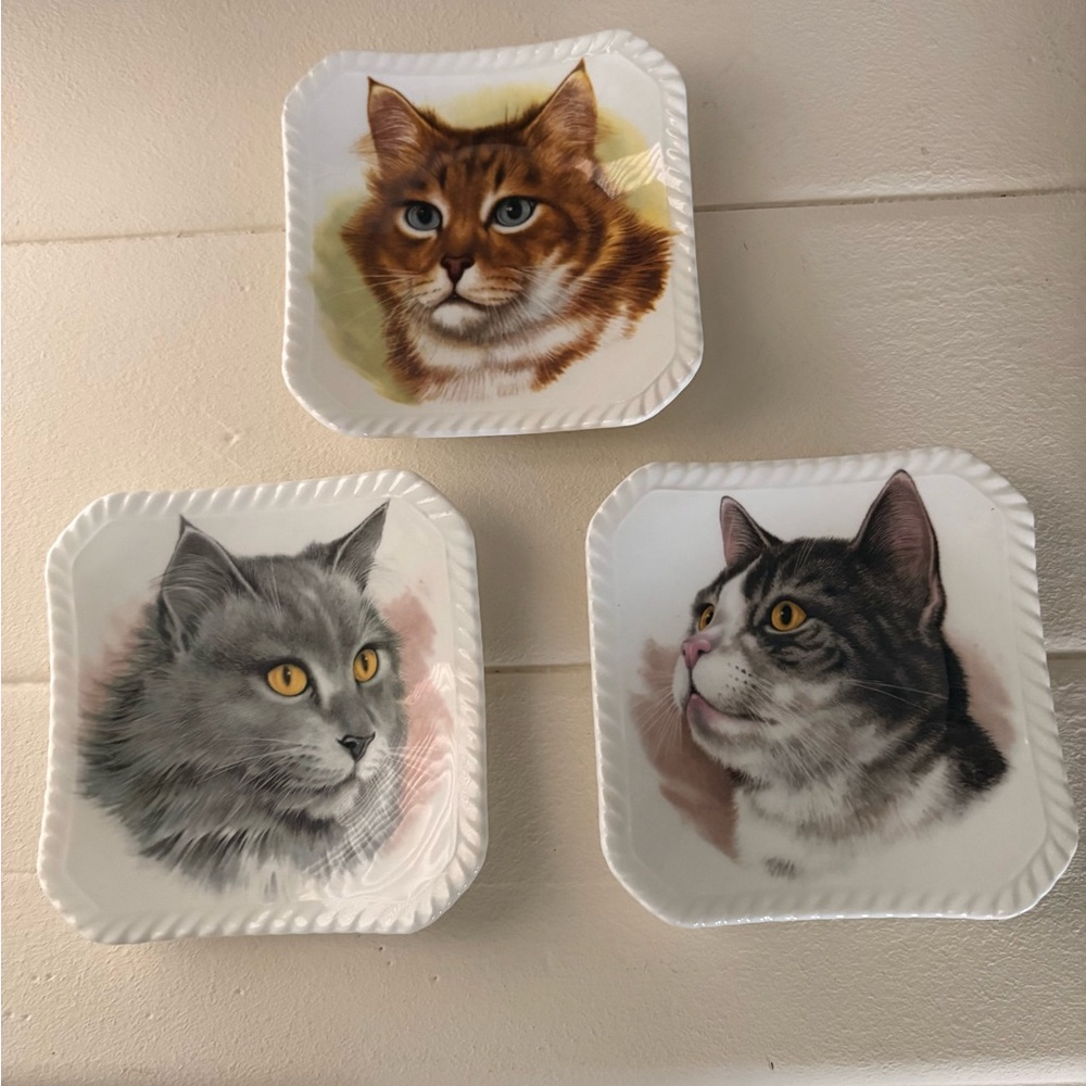Elegant Cat Portrait Ceramic Bowl Set